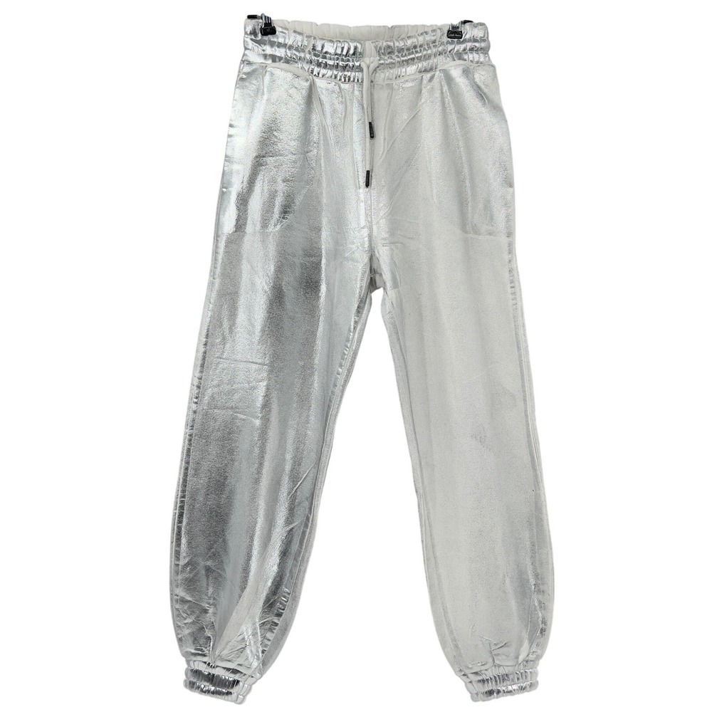 Silver White Metallic‎ Jogger Sweat Pants Womens S Materich Gaia Athleasure